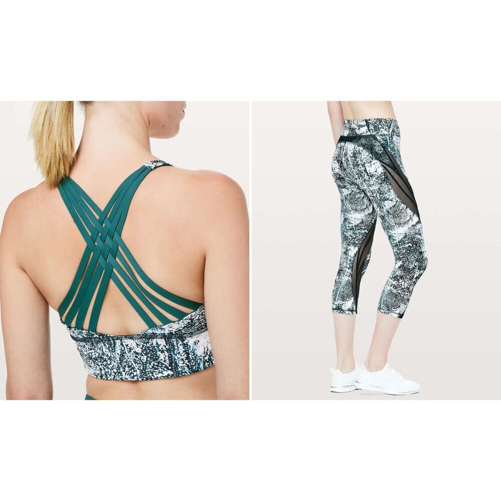 Lululemon Never Still Crop 21" Size 4 and Wildwood Bra Size 4 Set
